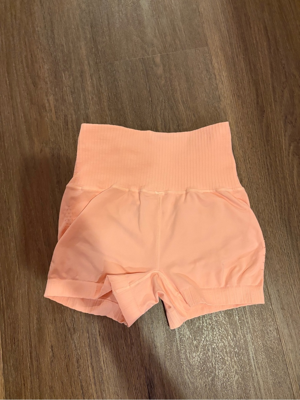 Free People High-Waist Ribbed Peach Shorts